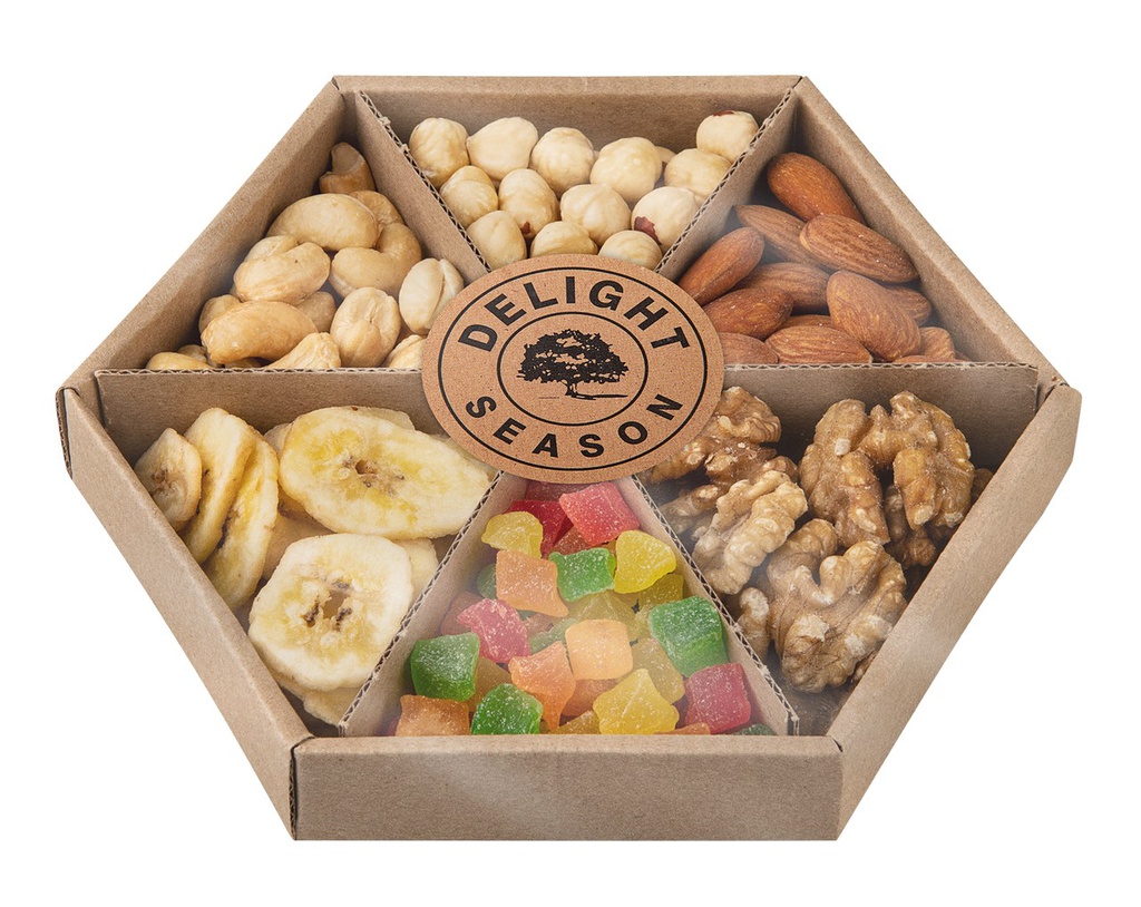 Набор орехов и сухофруктов Delight Season оранжевый менажница, 190г