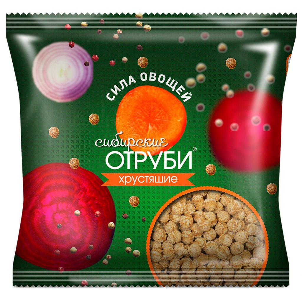 Отруби Сибирские хрустящие "Сила овощей" пшеничные шарики, 100 гр