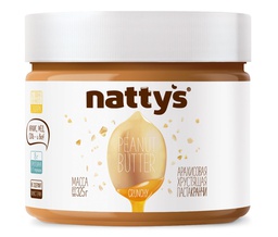Арахисовая паста Nattys Crunchy хрустящая с медом, 525г