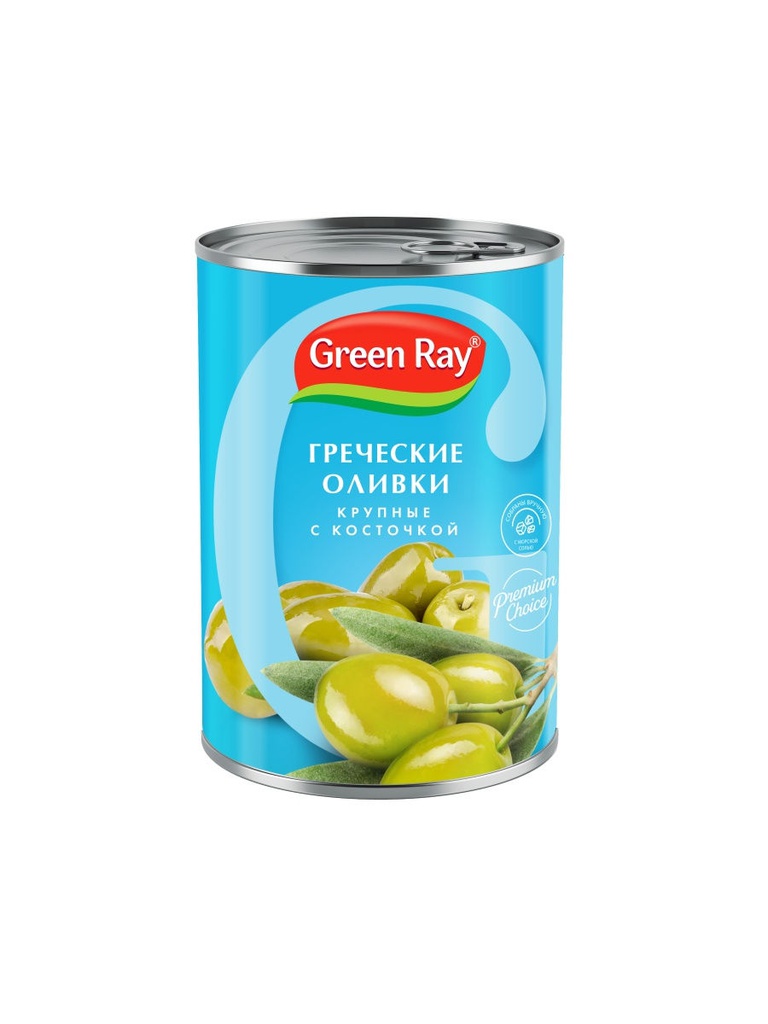 Оливки крупные с косточкой Гигант Green Ray, 425 мл.